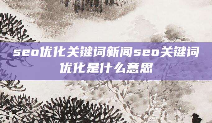 seo优化关键词新闻seo关键词优化是什么意思