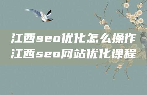 江西seo优化怎么操作江西seo网站优化课程