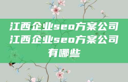 江西企业seo方案公司江西企业seo方案公司有哪些