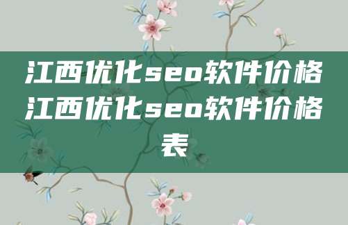 江西优化seo软件价格江西优化seo软件价格表