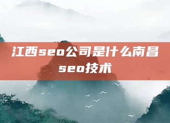 江西seo公司是什么南昌seo技术