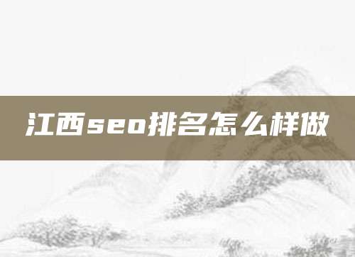 江西seo排名怎么样做