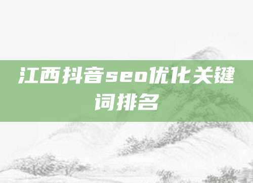 江西抖音seo优化关键词排名