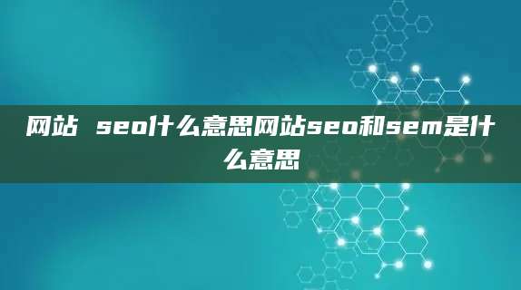 网站 seo什么意思网站seo和sem是什么意思