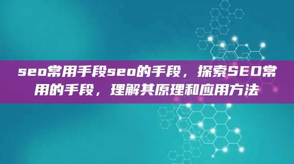 seo常用手段seo的手段，探索SEO常用的手段，理解其原理和应用方法